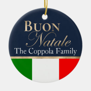 Décoration En Céramique Joyeux Noël italien drapeau bleu marine de Noël en