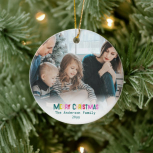 Décoration En Céramique Joyeux Noël lumineux et joyeux Photo Pin Émeraude