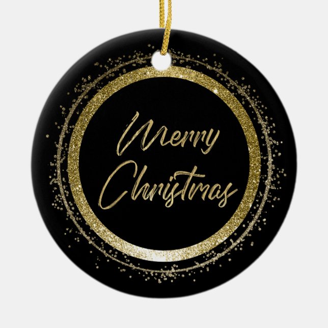 Décoration En Céramique Joyeux Noël noir et or (Devant)