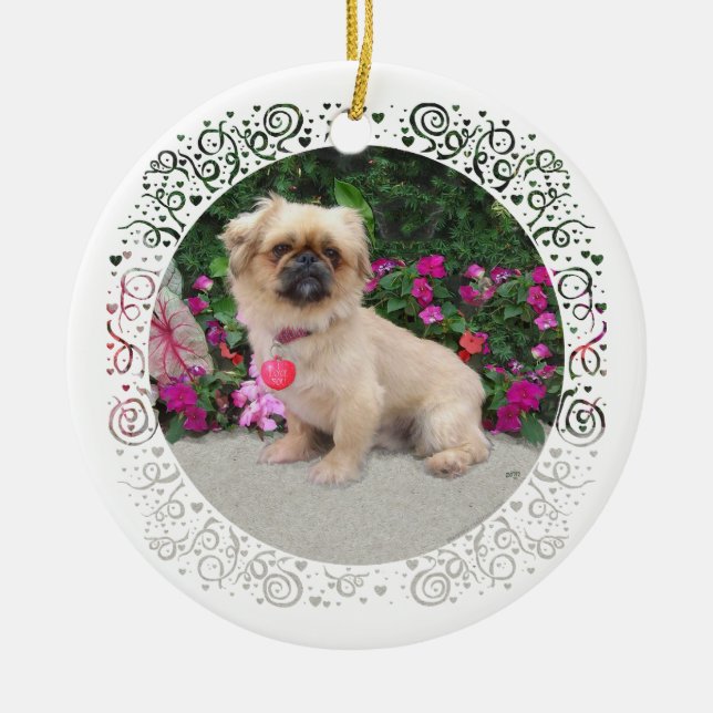 Décoration En Céramique Joyeux Noël Pekingese (Devant)