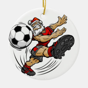 Décoration En Céramique Joyeux Noël - Père Noël de football