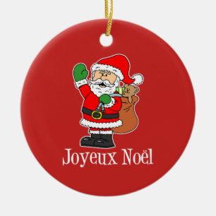 Décoration En Céramique Joyeux Noel Père Noël Sur L'Ornement Rouge