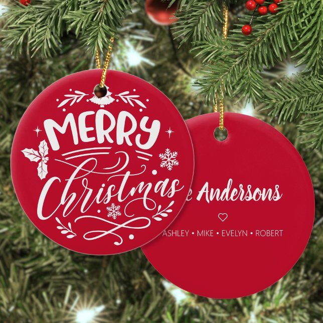 Décoration En Céramique Joyeux Noël Personnalisé Nom de famille Fête (Créateur téléchargé)