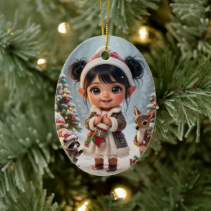 Décoration En Céramique Joyeux Noël personnalisé pour une fille Chibi de l