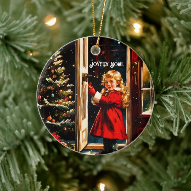 Décoration En Céramique Joyeux Noël - petite fille (Arbre)