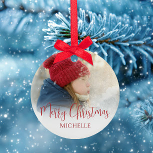 Décoration En Céramique Joyeux Noël Photo Calligraphie Rouge Vert Plaid