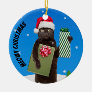 Décoration En Céramique Joyeux Noël Pour Toute Personne Chat Noir Avec Cad