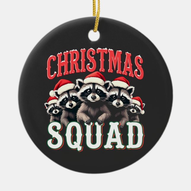 Décoration En Céramique Joyeux Noël Raccoon Santa Hat Amateurs (Devant)