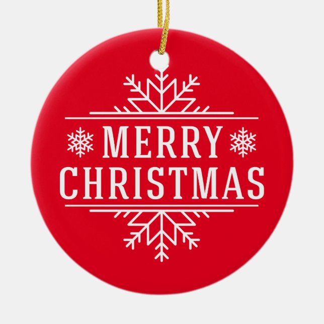 Décoration En Céramique Joyeux Noël rond Ornement-Rouge (Devant)