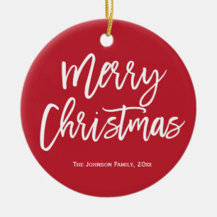 Décoration En Céramique Joyeux Noël Simple Arbre Rouge