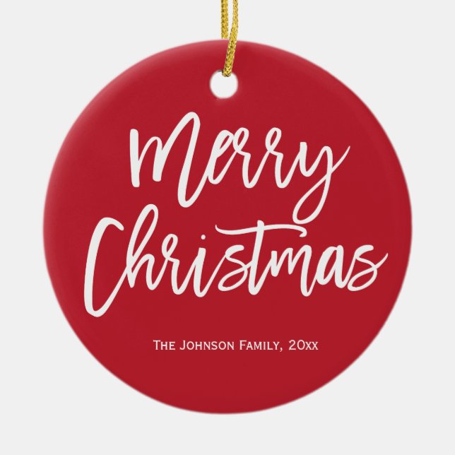 Décoration En Céramique Joyeux Noël Simple Arbre Rouge (Devant)