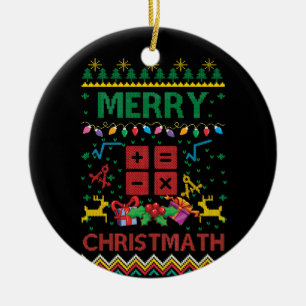 Décoration En Céramique Joyeux Noël Sweat de Noël Enseignant mathématiques