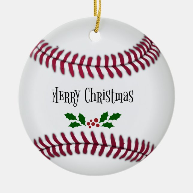 Décoration En Céramique Joyeux Noël, thème baseball (Devant)