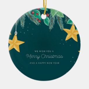Décoration En Céramique Joyeux Noël vert et une bonne bannière du Nouvel A