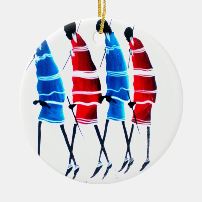 Décoration En Céramique Joyeux peuple Massaï Guerriers Marcher Art Imprime (Devant)