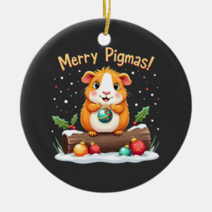 Décoration En Céramique Joyeux Pigmas Guinée Pig Noël Père Noël