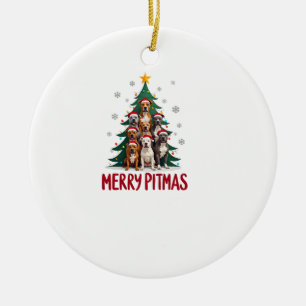 Décoration En Céramique Joyeux Pitmas Pitbull Chien Pull de Noël Laid Arbr