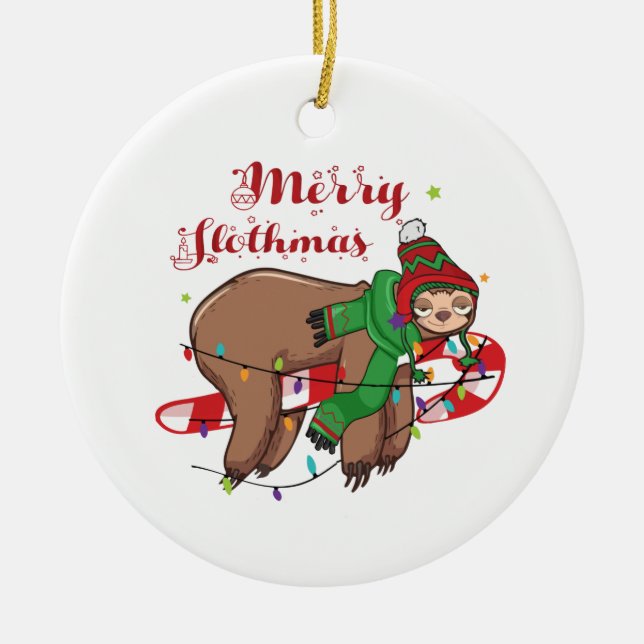 Décoration En Céramique Joyeux Sloth Noël (Devant)