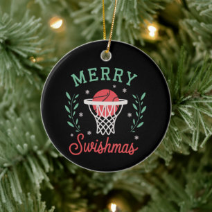 Décoration En Céramique Joyeux Swishmas Basket Noël Sports Xmas 