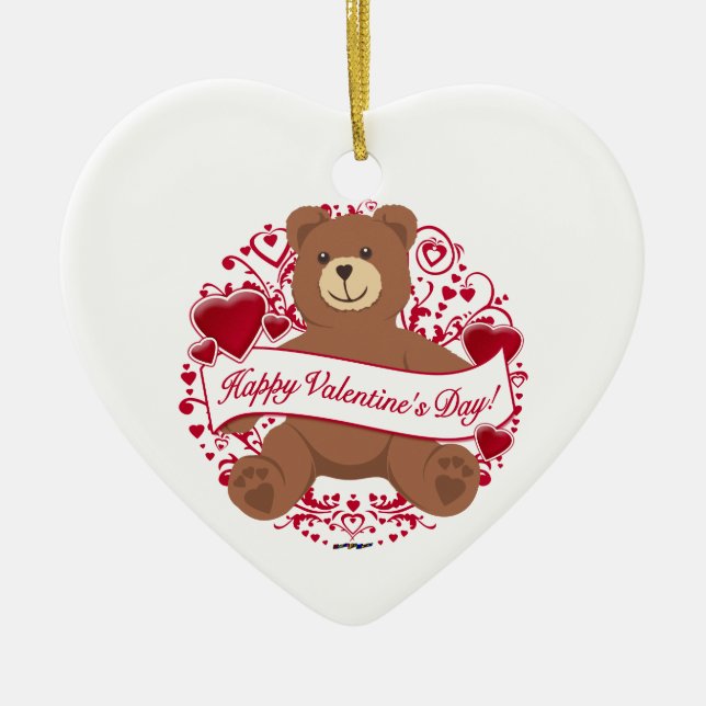 Décoration En Céramique Joyeux Valentine ! Teddy bear (Devant)