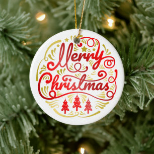 Décoration En Céramique Joyeux Vœux de Noël - Bouton 1
