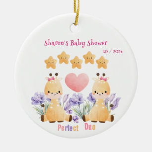 Décoration En Céramique Jumelles Baby Shower   Baby Shower Mignonne Girafe