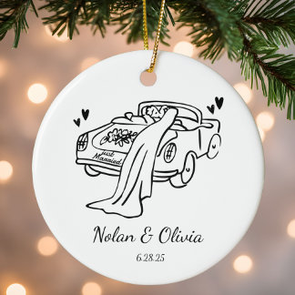 Décoration En Céramique Just Married Custom Couple Names & Wedding Date