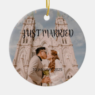 Décoration En Céramique Juste Marié Mariage Favor Ornament Cadeau Photo