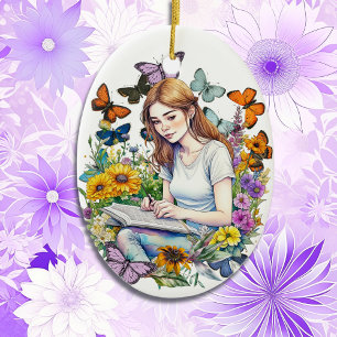 Décoration En Céramique Juste une fille qui aime écrire   Noël des auteurs