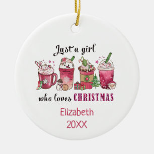 Décoration En Céramique Juste une fille qui aime le café de Noël tendance