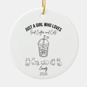 Décoration En Céramique Juste une fille qui aime le café glacé et les chat