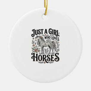 Décoration En Céramique Juste une fille qui aime les chevaux dessin floral