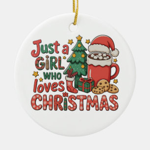 Décoration En Céramique Juste Une Fille Qui Aime Les Fêtes De Noël Hiver