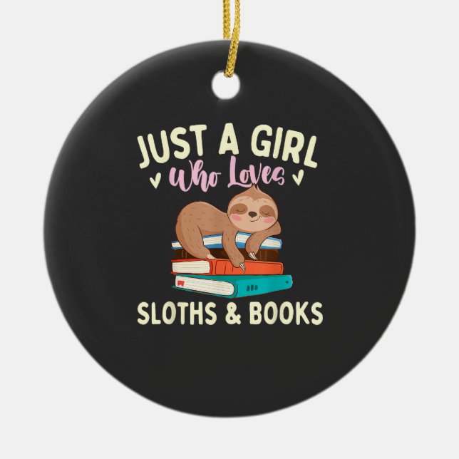 Décoration En Céramique Juste une fille qui aime les paresseux et les livr (Devant)