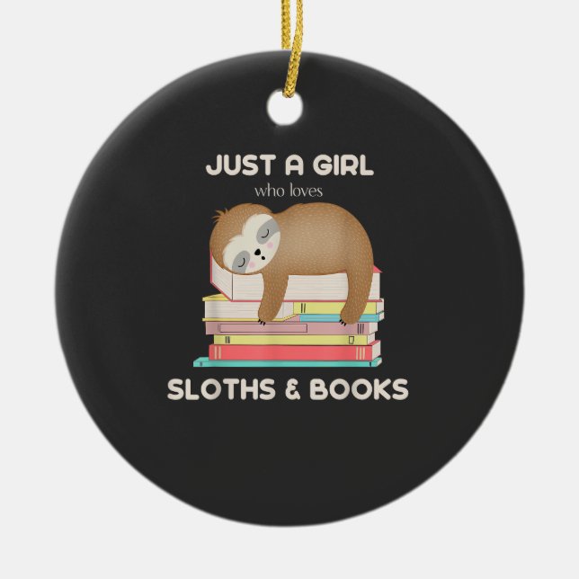 Décoration En Céramique Juste une fille qui aime les paresseux et les livr (Devant)