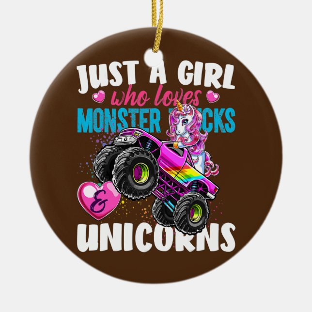Décoration En Céramique Juste une fille qui aime Monster Trucks Cadeau (Devant)