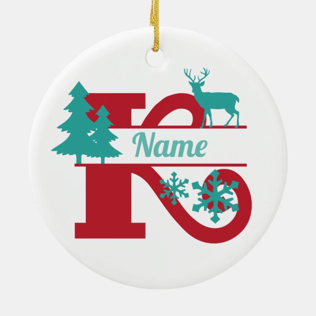 Décoration En Céramique K Monogramme Arbre de Noël initial (Dos)