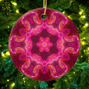 Décoration En Céramique Kaleidoscope psychédélique Fleur rose rouge et ver