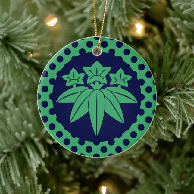 Décoration En Céramique Kamakura Minamoto Mon clan japonais bleu marine (Arbre)