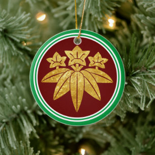 Décoration En Céramique Kamakura Minamoto Mon Clan japonais Faux Gold