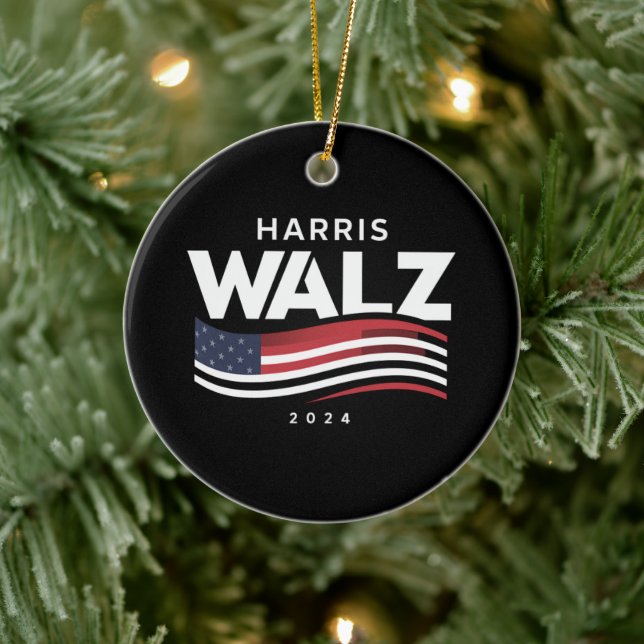 Décoration En Céramique Kamala Harris Tim Walz Valse 2024 Election (Arbre)