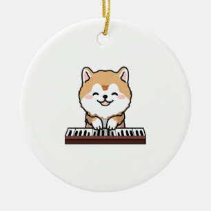 Décoration En Céramique Kawaii Chien mignon Jouer Piano Clavier