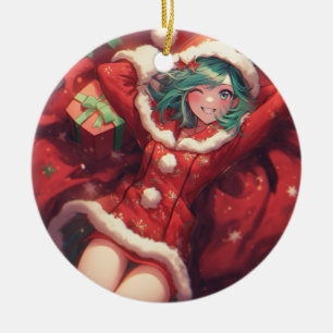 Décoration En Céramique Kawaii Noël présente des cadeaux Père Noël Anime G