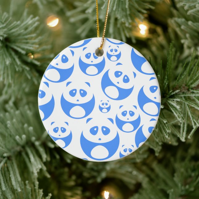 Décoration En Céramique Kawaii Panda bébé bleu et blanc modèle (Arbre)