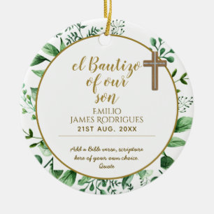 Décoration En Céramique Keepsaké Baptême BAUTIZO Cadeau Or avec Écriture