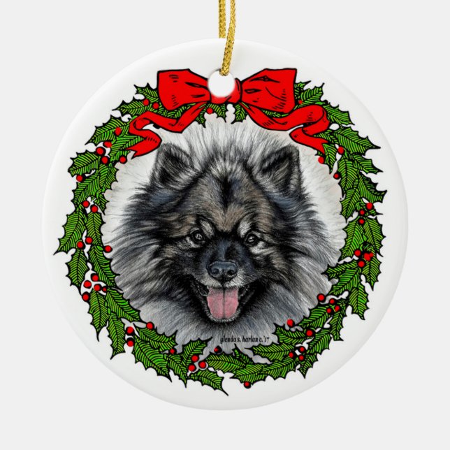 Décoration En Céramique Keeshond Dog Art par Glenda S. Harlan (Devant)