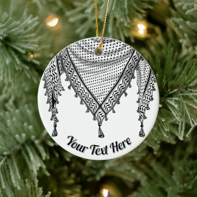 Décoration En Céramique Keffiyeh Écharpe palestinienne tissu traditionnel (Arbre)