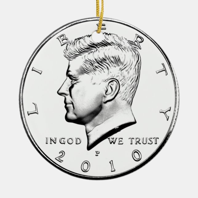 DÉCORATION EN CÉRAMIQUE KENNEDY DEMI DOLLAR (Devant)