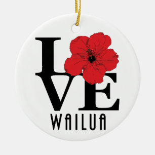 Décoration En Céramique Ketmie de rouge de Wailua Hawaï d'AMOUR