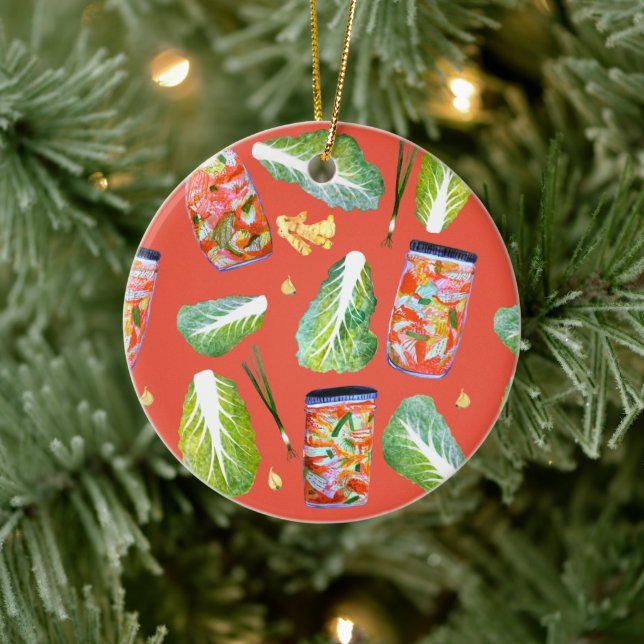 Décoration En Céramique Kimchi Ingrédients Fun Fermentation Aquarelle (Arbre)